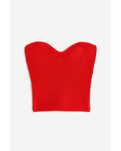 Rib-knit Tube Top Red