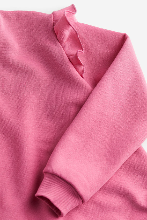 H&M Frill-trimmed Sweatshirt Pink