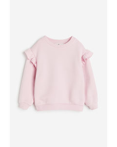 Frill-trimmed Sweatshirt Light Pink