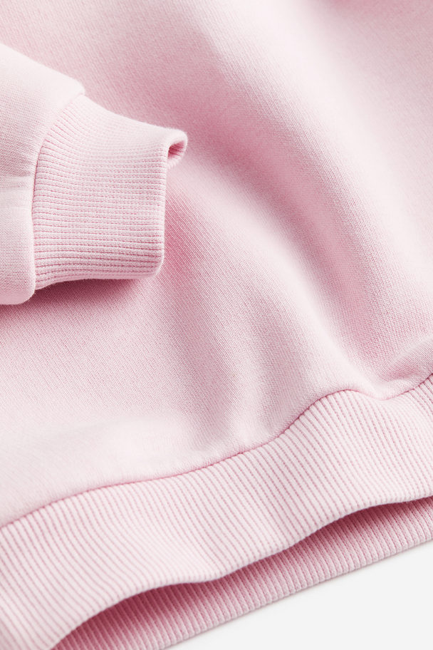 H&M Frill-trimmed Sweatshirt Light Pink