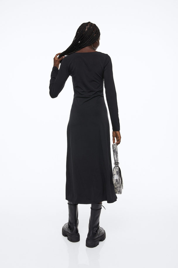 H&M Long-sleeved Jersey Dress Black