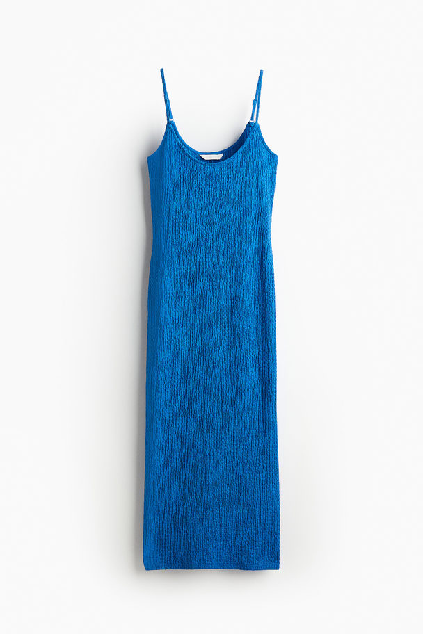 H&M Jurk Van Crinkletricot Blauw