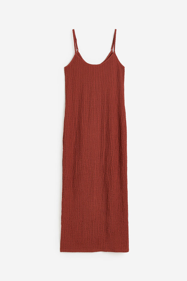 H&M Jurk Van Crinkletricot Steenrood