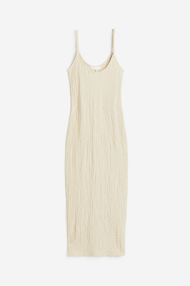 H&M Jurk Van Crinkletricot Lichtbeige