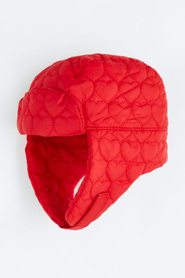 H&M Water-repellent Earflap Hat Red/hearts