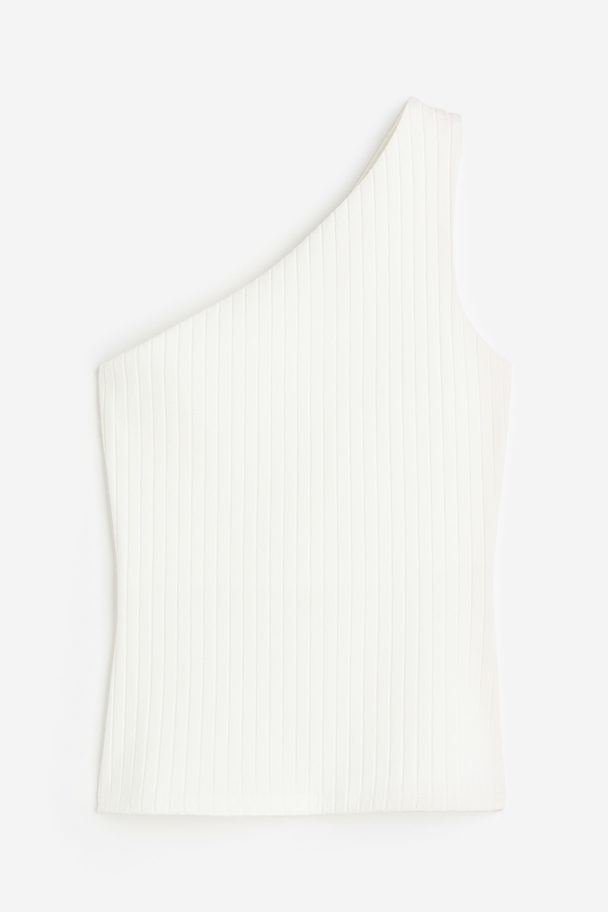 H&M One-Shoulder-Shirt Weiß