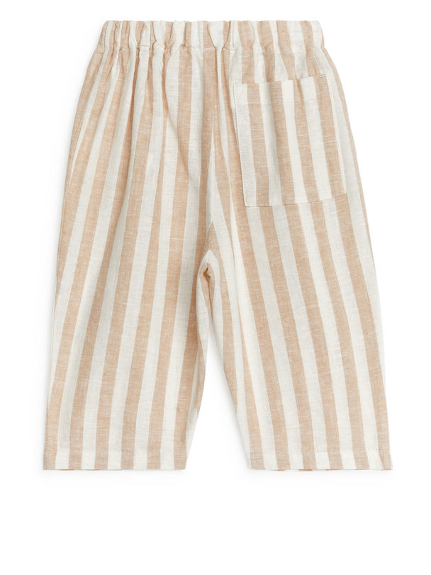 ARKET Linen-cotton Trousers Beige/white