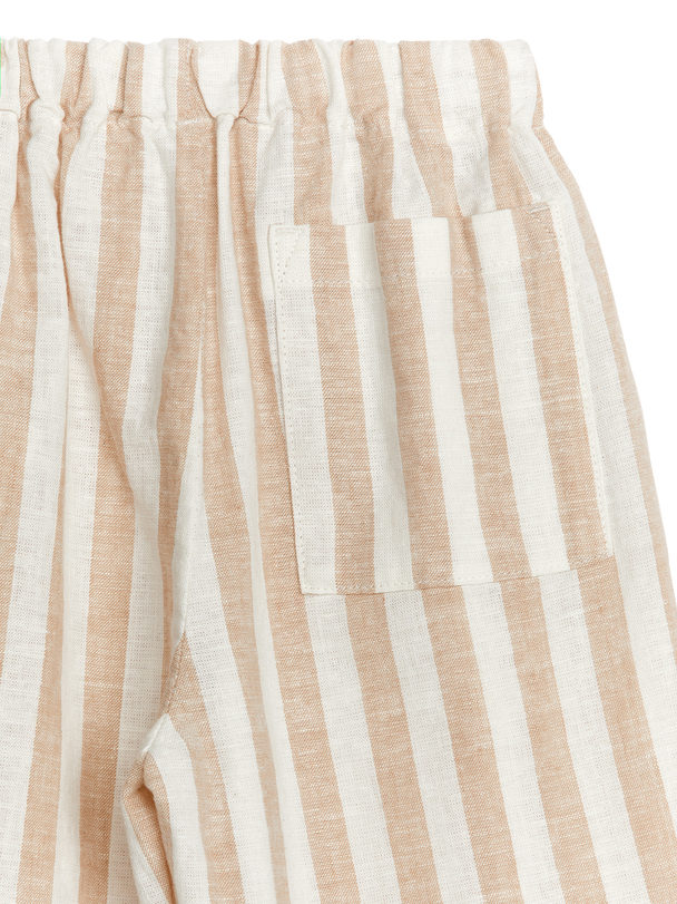 ARKET Hose aus Leinen und Baumwolle Beige/Weiß