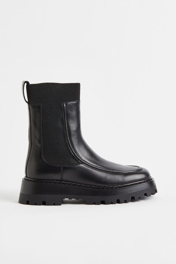 H&M Leather Chelsea Boots Black