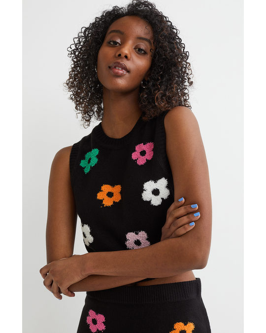 H&M Sweater Vest Black/floral