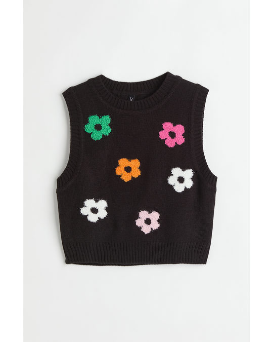 H&M Sweater Vest Black/floral