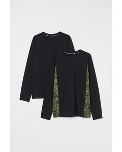 2-pack Sports Tops Black/green Patterned