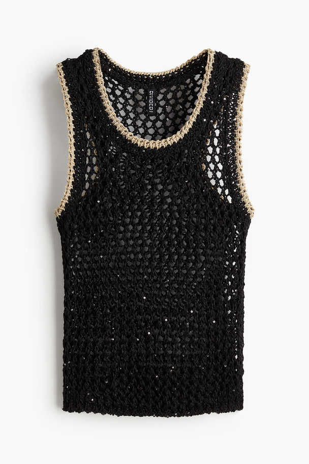 H&M Ajourgebreide Tanktop Zwart