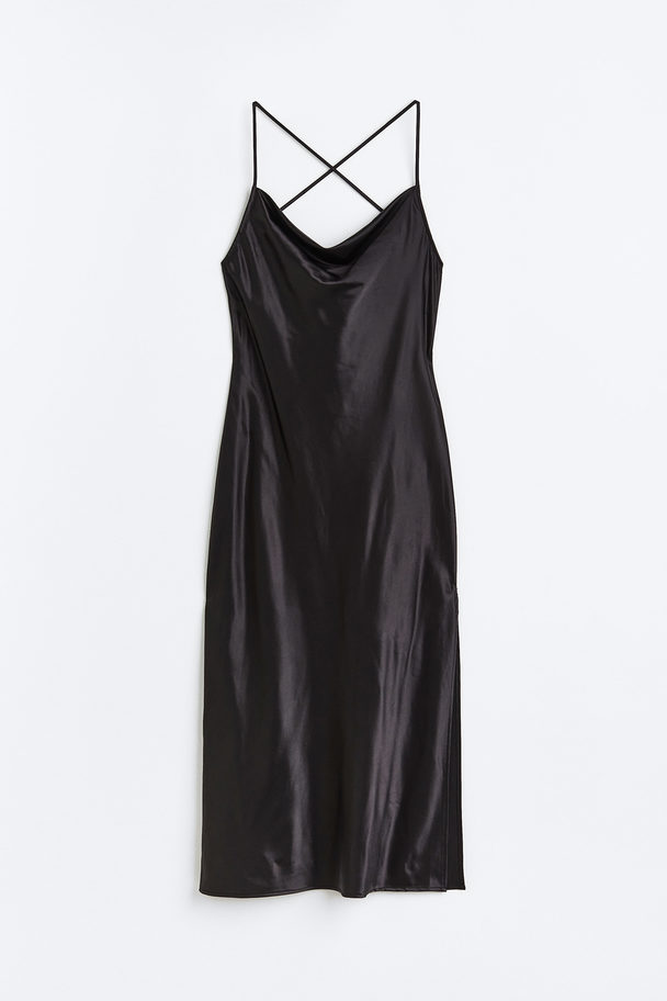 H&M Slip In-kjole I Satin Sort