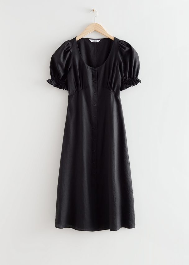 & Other Stories Midi-jurk Met Knoopsluiting Zwart