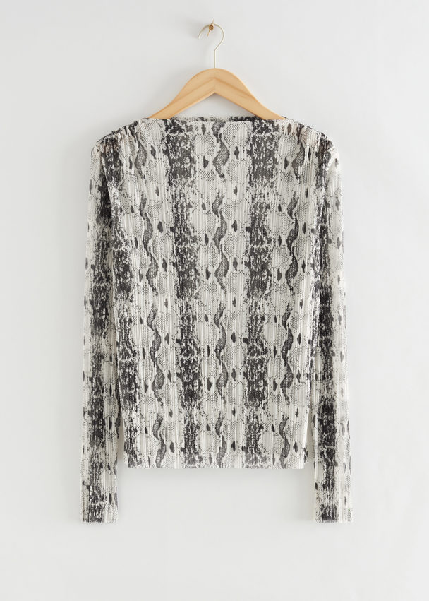 & Other Stories Printed Plissé Pleated Top Snake Patterned