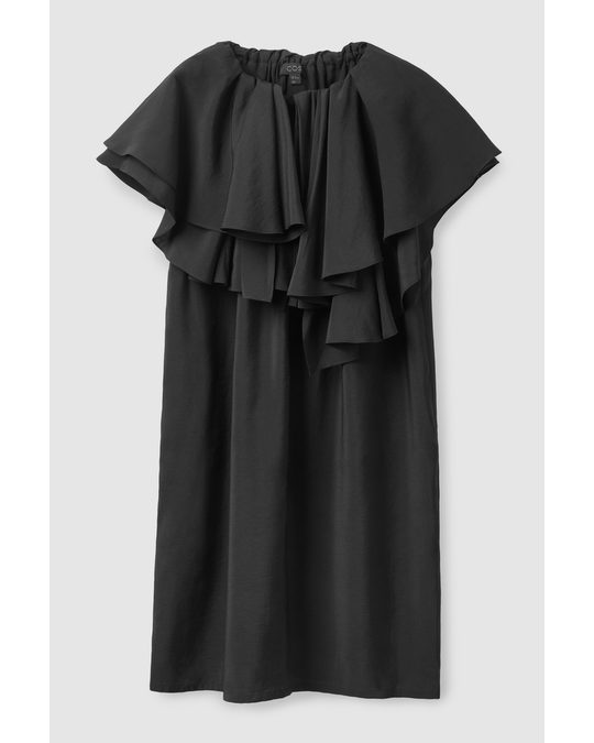 COS Ruffled Tunic Dress Black
