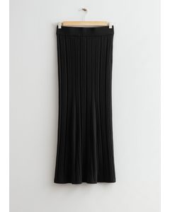 Ribbed Midi Skirt Black