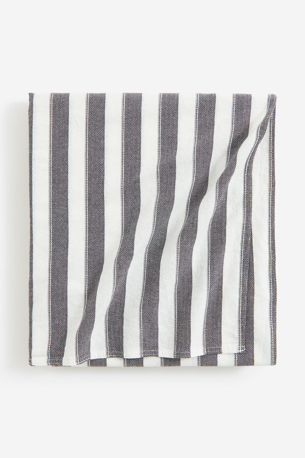 H&M HOME Cotton Tablecloth Dark Grey/striped