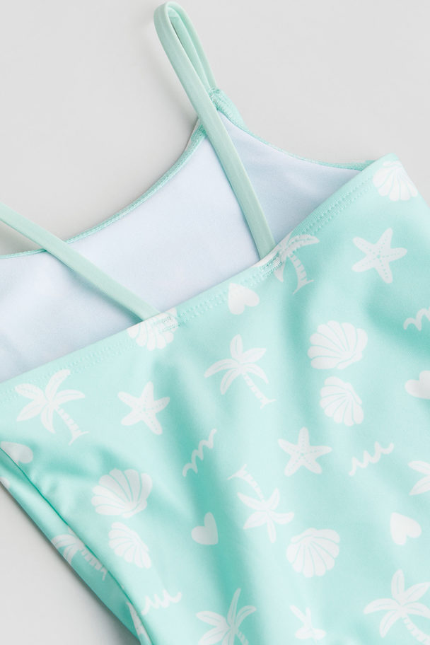 H&M Patterned Swimsuit Mint Green/patterned