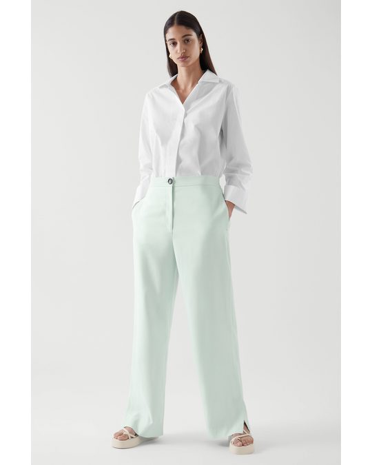 COS Relaxed-fit Twill Trousers Light Green