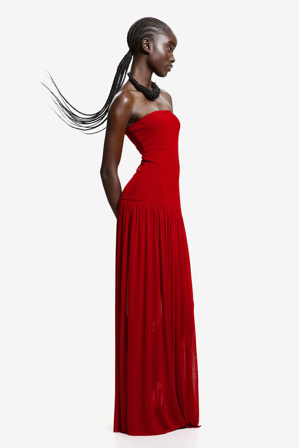 H&M Long Bandeau Dress Red