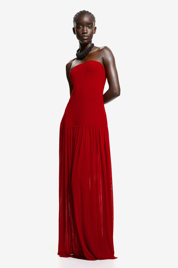 H&M Long Bandeau Dress Red