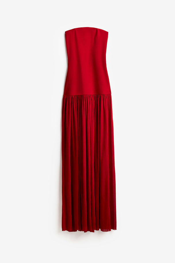 H&M Long Bandeau Dress Red