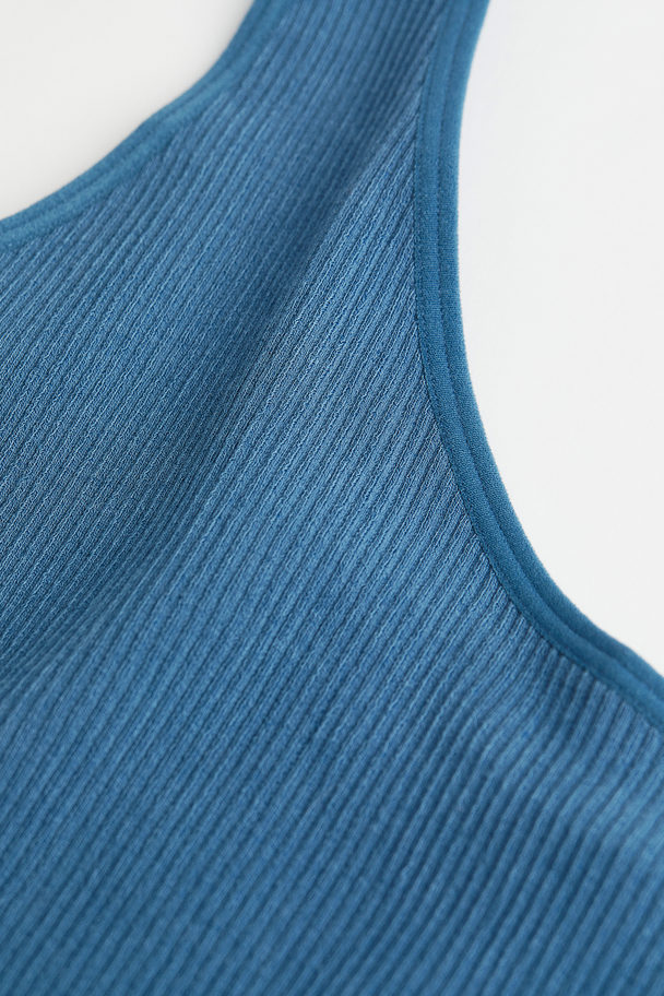 H&M Ribbed One-shoulder Seamless Top Blue