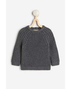 Rib-knit Cotton Jumper Dark Grey