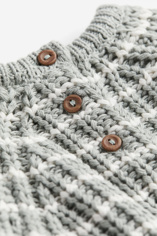 H&M Rib-knit Cotton Jumper Grey/striped
