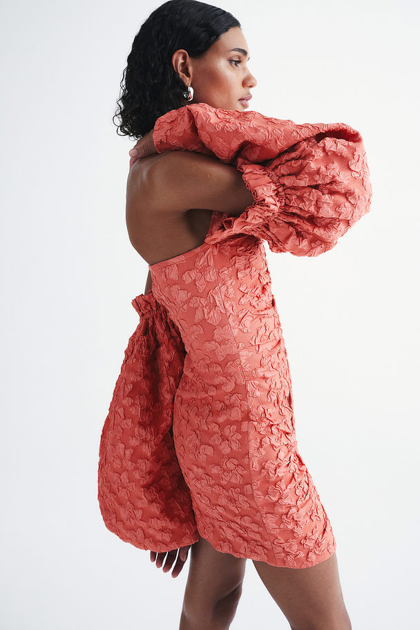 ROTATE Rotate X H&m Flower Puff Sleeve Dress Spiced Coral