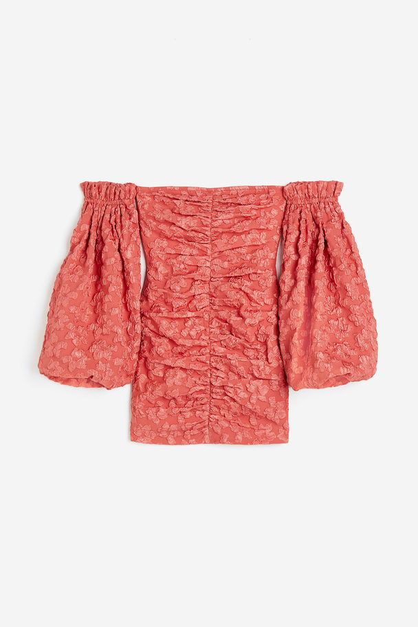 ROTATE Rotate X H&m Flower Puff Sleeve Dress Spiced Coral