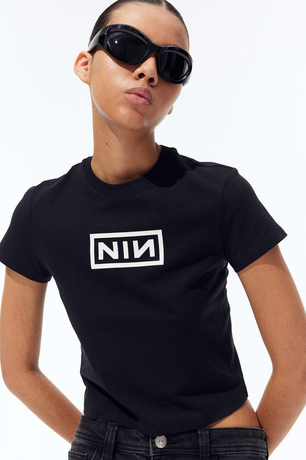 H&M T-shirt Med Trykk Sort/nine Inch Nails