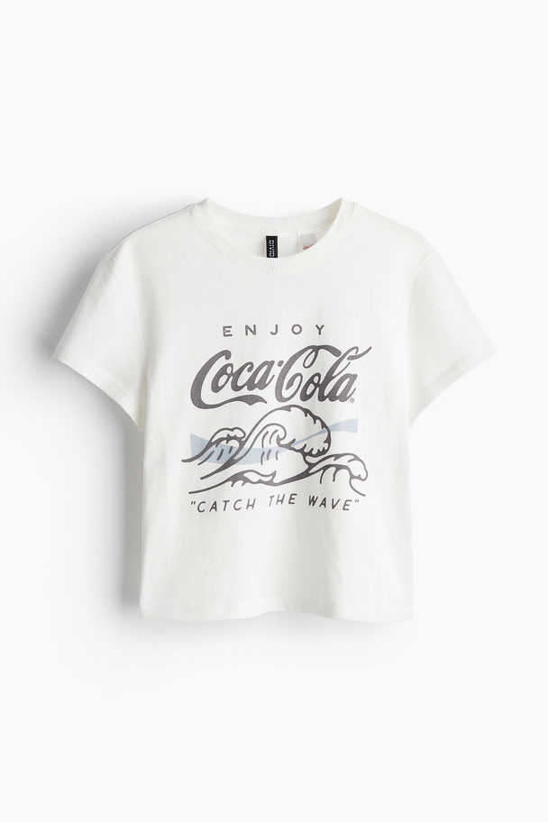 H&M T-shirt Med Tryck Vit/coca-cola