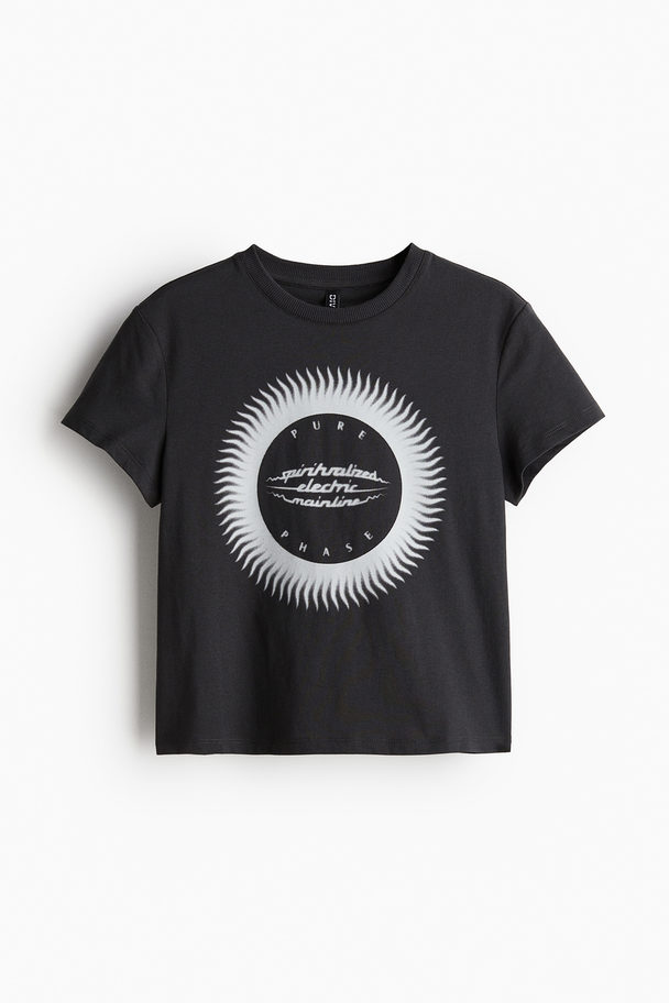 H&M Printed T-shirt Black/spiritualized