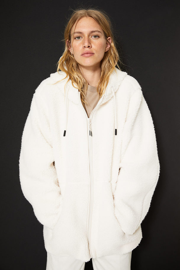 H&M Hooded Teddy Jacket White