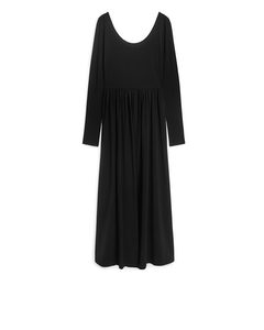 Scoop-neck Jersey Dress Black