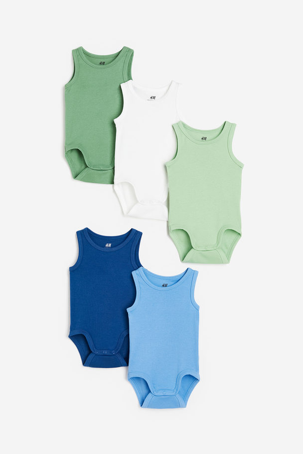 H&M 5-pack Cotton Bodysuits Green/blue