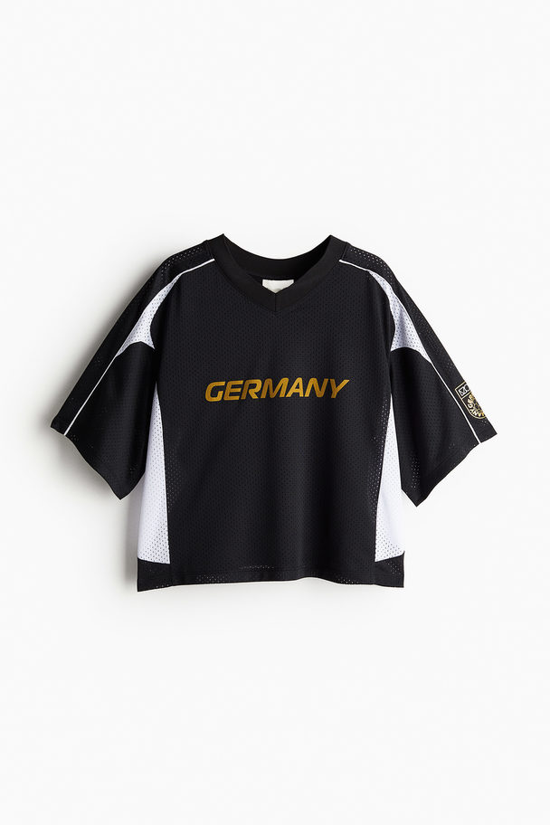 H&M DryMove™ Cropped Fußballtrikot Schwarz/Deutschland