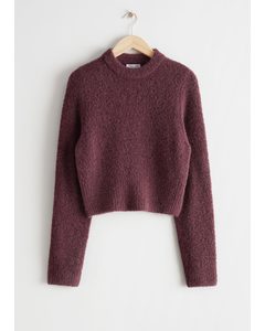 Boxy Alpaca Knit Sweater Dark Red