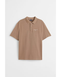 Relaxed Fit Polo Shirt Dark Beige