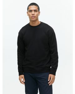 Badstof Sweater Met Relaxte Pasvorm Zwart