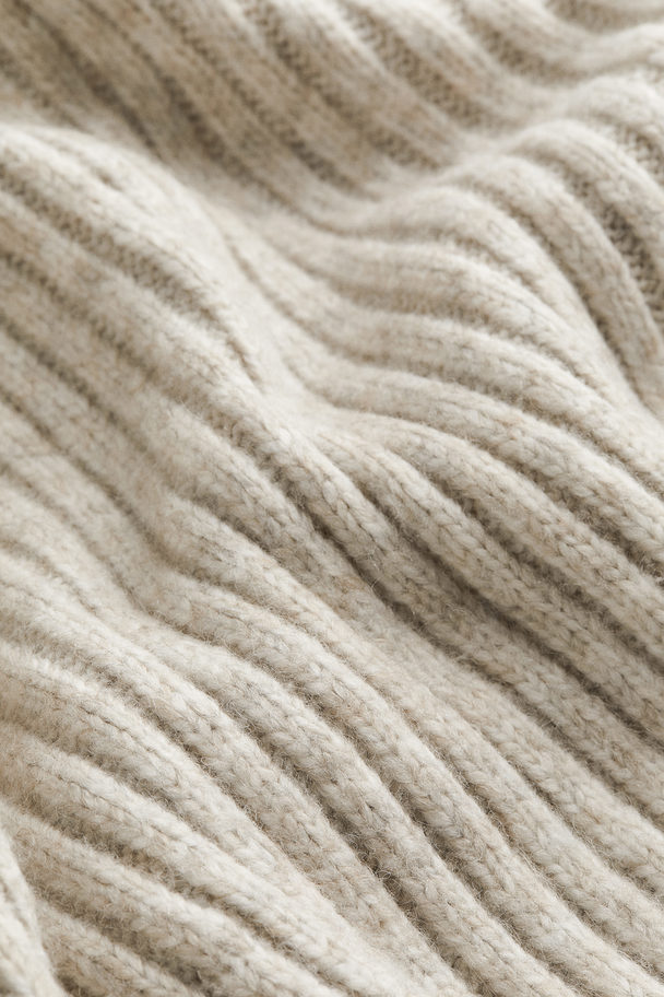 H&M Rib-knit Dress Light Beige Marl