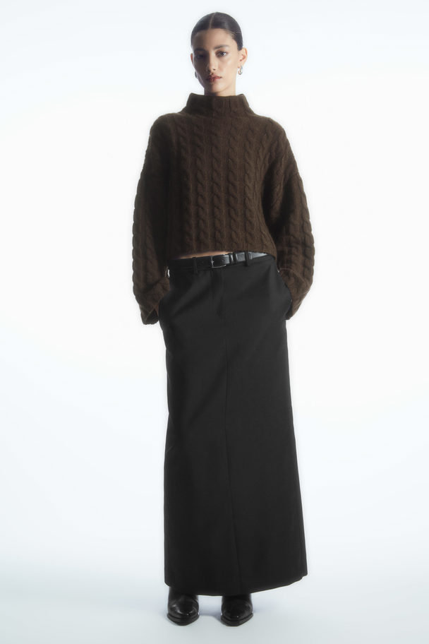 COS Cable-knit Yak Turtleneck Jumper Dark Brown