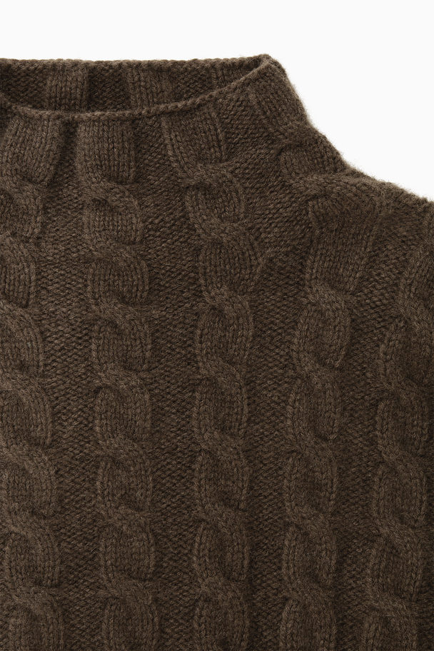 COS Cable-knit Yak Turtleneck Jumper Dark Brown