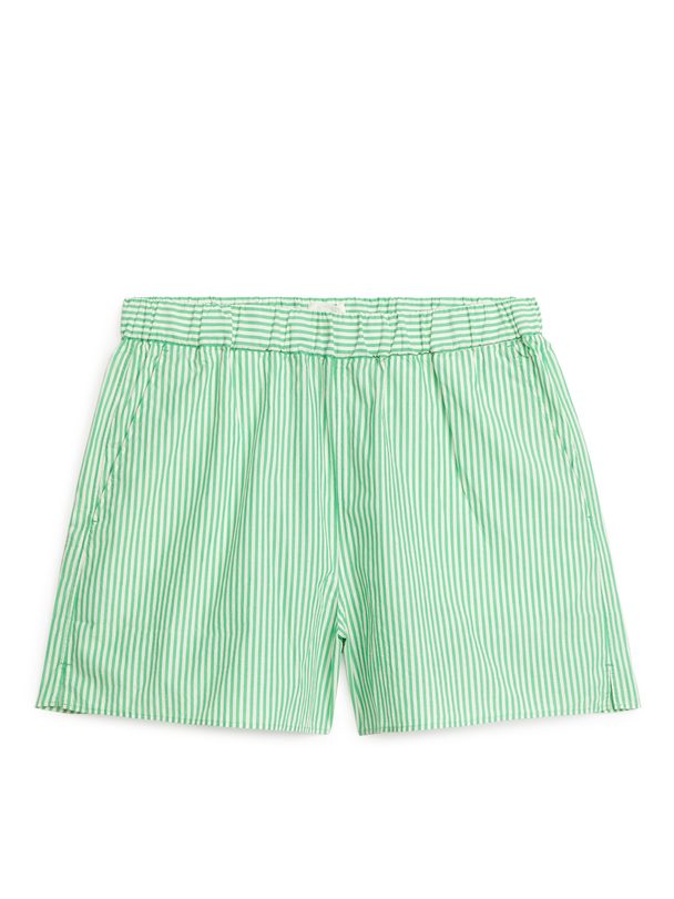 Arket Poplin-shorts Grøn/hvid