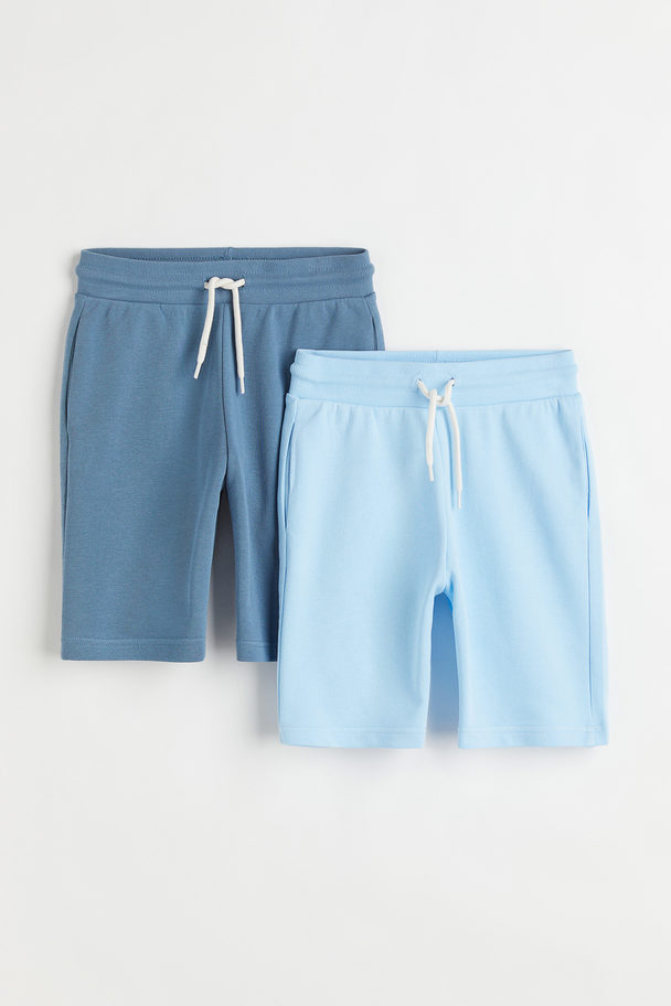 H&M 2-pack Sweatshirt Shorts Light Blue/blue