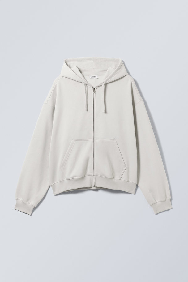 Weekday Boxy Midweight Zip Hoodie Ljus Dimgrå