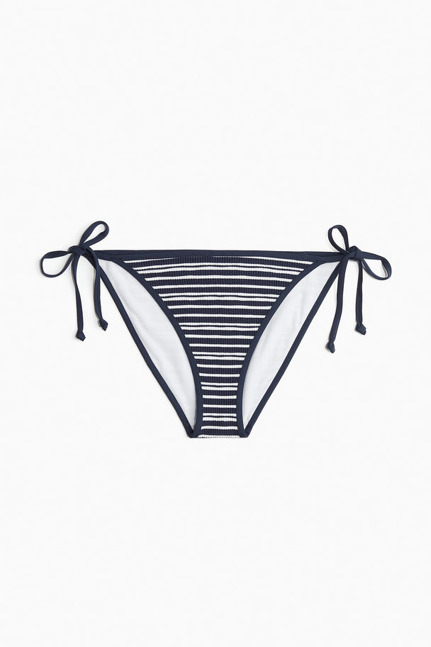 H&M Tie Tanga Bikini Bottoms Navy Blue/striped